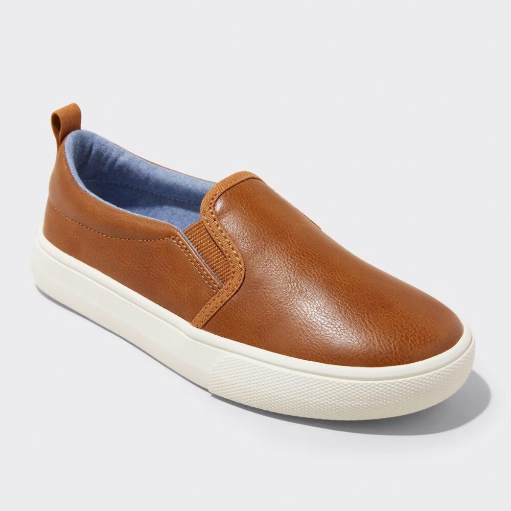Cat & Jack Kids' Rune Slip-On Sneakers - Cognac (2) - NIB